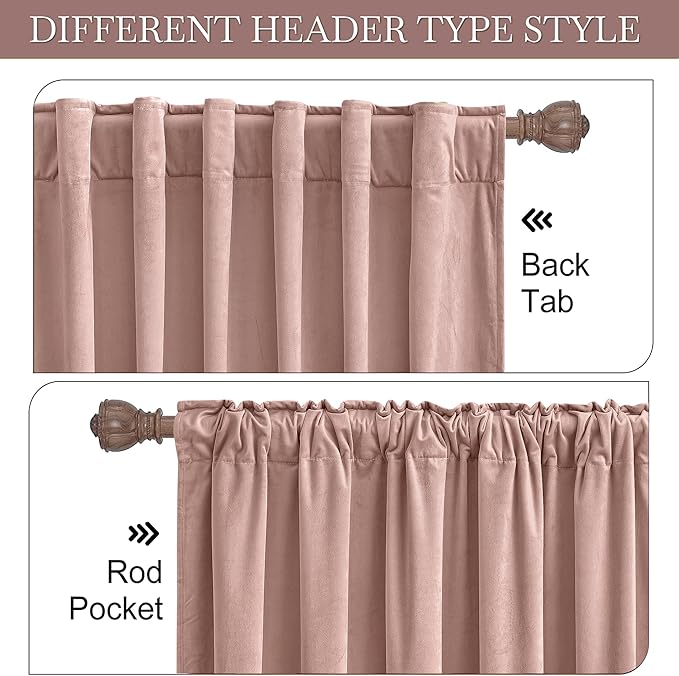 RYB HOME Velvet Closet Curtains 84 inches, Room Darkening Thermal Insulated Privacy Back Tab Drapes for Doorway Enterway, Dormitory, Dusty Pink, W42 x L84 inches, 2 Panels Set