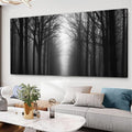 Trogonup Misty Forest Canvas Wall Art Black and Grey Tree Landscape Canvas Print Large Artwork for Living Room Bedroom Office Dining Room 29"x58"