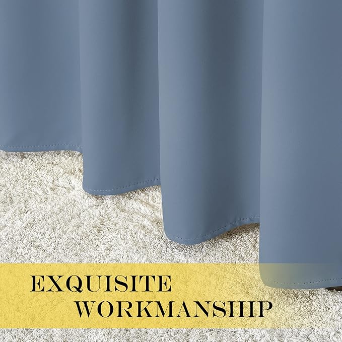 NICETOWN Blackout Curtains 63 inches Long for Living Room Bedroom, Grommet Thermal Insulated Room Divider Drape Window Treatment for Sliding Patio Door, W100 x L63, 1 Panel, Stone Blue