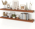Floating Shelves for Wall, 9.3" Deep Wall Mounted Wood Shelves for Bathroom, Bedroom, Living Room, Kitchen, Hanging Shelf for Books/Storage/Room Decor (Walnut, 55")