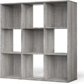 CAPHAUS Sturdy Room 11-Inch Cube Storage Organizer Shelf, with Thick Exterior Edge, Storage Shelf Divider w/Back, Bookcase, 9-Cube, Greige Oak