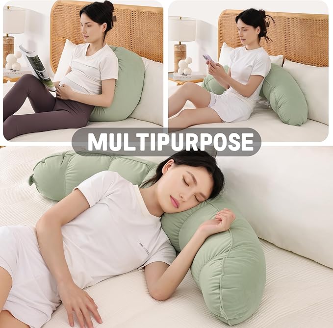 Peallow(Pat. Pend) – Long Round Body Pillow for Adults, Bolster Pillow for Sleeping, Soft and Supportive Pillow for Sleeping & Lumbar Support (Celadon Green,47")
