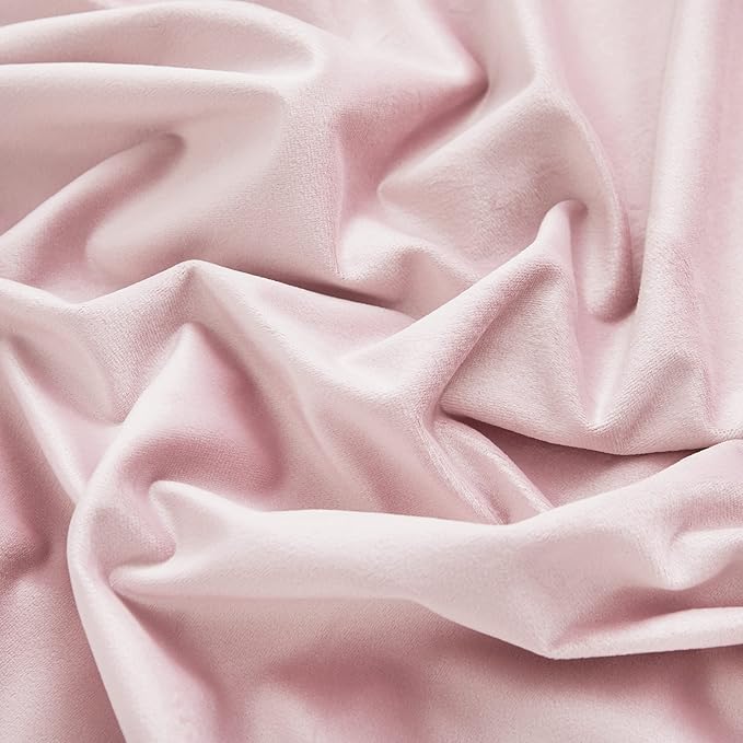 RYB HOME Velvet Curtains 72 inches Length, Back Tab & Rod Pocket Soft Fabric Curtains & Drapes for Home Office Attic Cafe Basement, Blush Pink, W 52 x L 72, 2 Panels Set