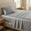 Beckham Hotel Collection Twin Sheet Set 100% Cotton, 500TC Luxury Sateen Bedding, 16” Deep Pocket, Moisture-Wicking, 3-Piece, Dark Gray