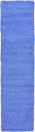 Unique Loom Solid Shag Collection Area Rug (2' 7" x 10' Runner, Periwinkle Blue)