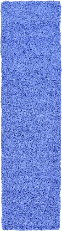 Unique Loom Solid Shag Collection Area Rug (2' 7" x 10' Runner, Periwinkle Blue)