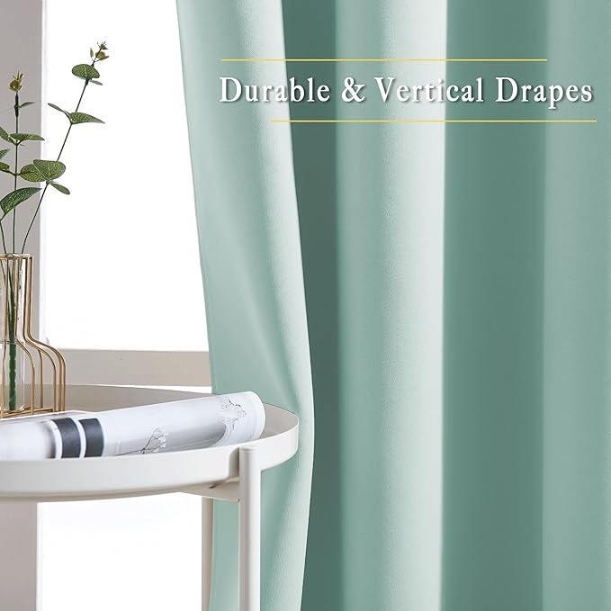 NICETOWN Blackout Aqua Blue Curtains 102 inches Long 2 Panels Burg, Grommet Thermal Curtains Light Blinds Room Darkening Window Treatments for Bedroom, 2 Panels, W52 x L102