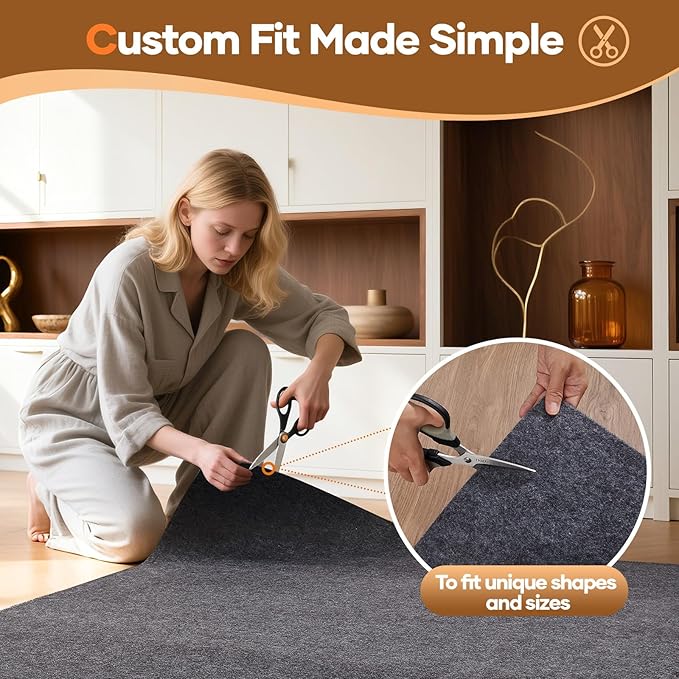 Veken Non Slip Cushioned Rug Pad Gripper, Felt and Silicone Backing, Carpet Liner for Hardwood Floors and Finishes, Under Area Rugs Anti Skid Mat, Keep Rugs Safe and in Place, 2 x 3 Ft 1/8 inch Thick