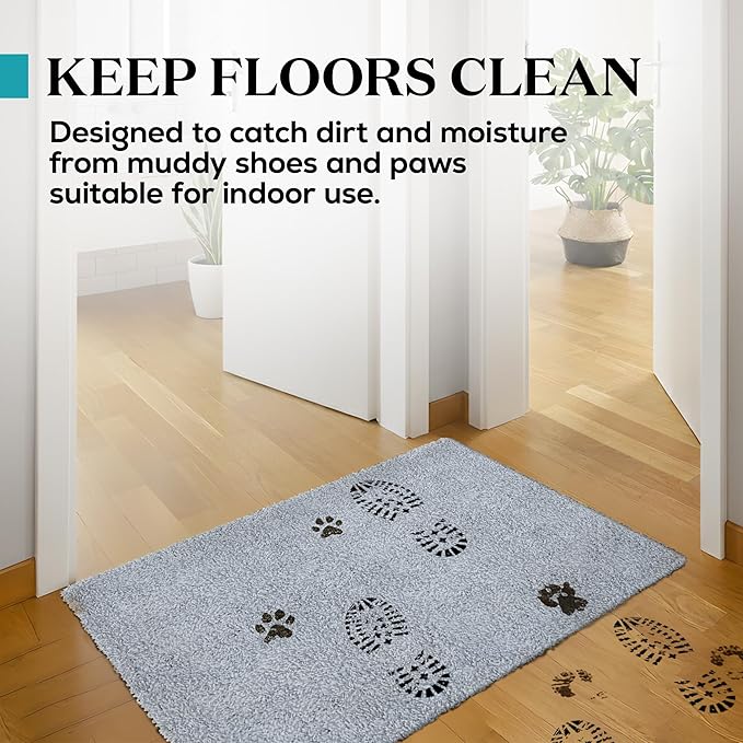 Premium Microfiber Indoor Door Mat – 20"x30" Washable Entry Mat, Non-Slip, Waterproof Backing, Super Absorbent, Low Profile Entryway Doormat for Indoor Entrance