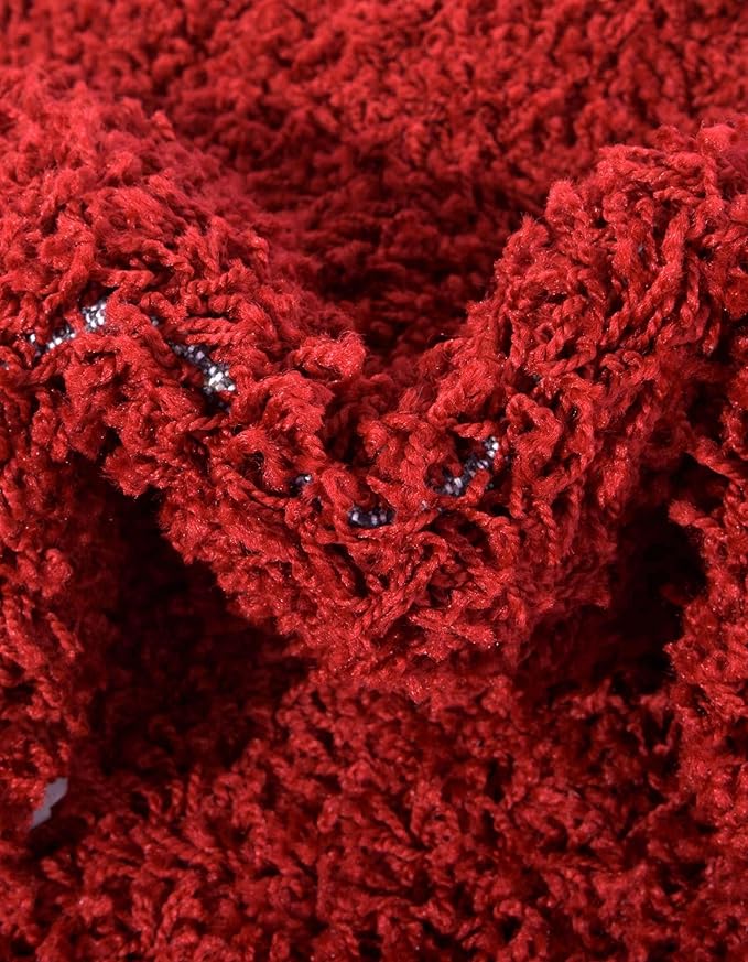 Unique Loom Solid Shag Collection Area Rug (2' 6" x 19' 8" Runner, Cherry Red)