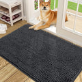 OLANLY Dog Door Mat for Muddy Paws 48x30, Absorbs Moisture and Dirt, Absorbent Non-Slip Washable Doormat, Quick Dry Chenille Mud Mat for Dogs, Entry Indoor Entryway Carpet for Inside Floor, Dark Grey
