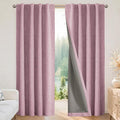Joydeco Blackout Curtains for Bedroom - 96 Inch Long 100% Light Blocking 2 Panels Set Pink Drapes, Thermal Insulated Room Darkening Curtains, Linen Textured for Living Room, Rod Pocket & Back Tabs