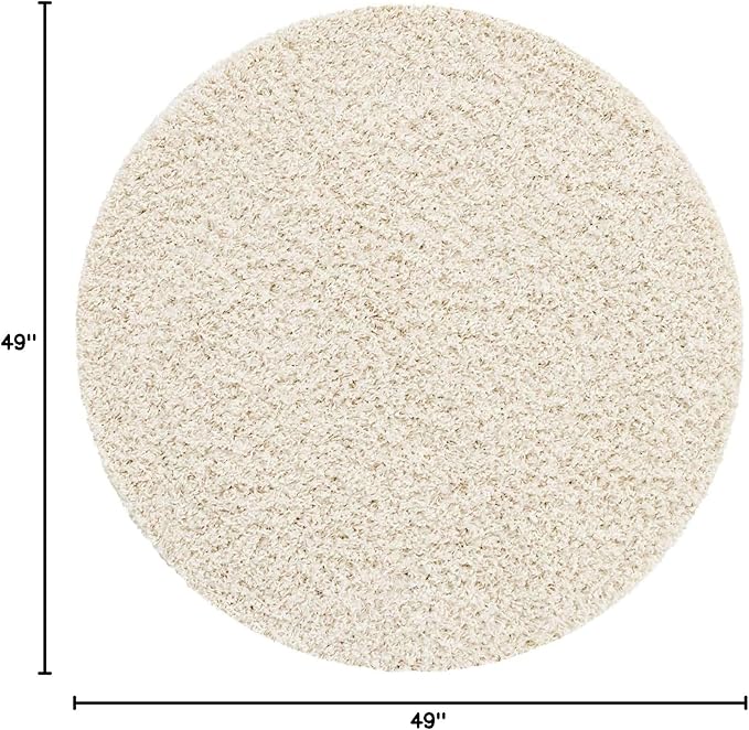 Unique Loom Solid Shag Collection Area Rug (4' 1" Round, Snow White)