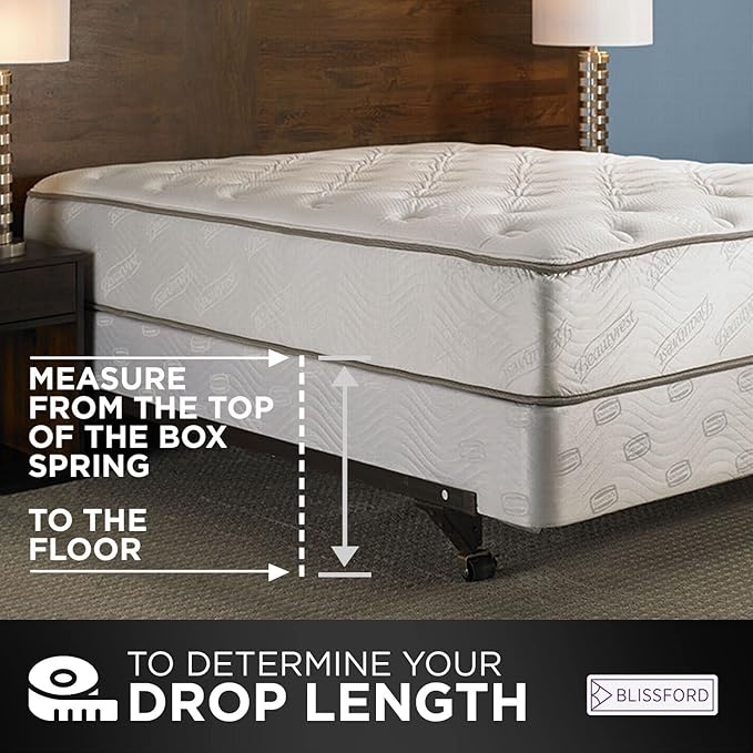 BLISSFORD White Bed Skirt Twin Size 14 inch Drop - with Split Corners - Cotton Blend Ruffle Bed Skirt, Dust Ruffle with Platform, White Bedskirt, Machine Washable