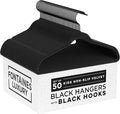 Fontaines Luxury Kid's Black Velvet Felt Non Slip Clothes Hangers 50 Pack - Ultra Slim & Space Saving - Heavy Duty Swivel Black Hook for Children's Clothing, Shirt, Dress, Skirt & Pants Organization
