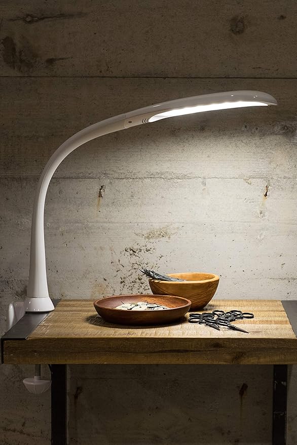 Stella Edge Premium 10W LED Desk Clamp Task Lamp-Black-Adjustable Dimmable Low Vision Natural Table Light - Bright Macular Degeneration Aid Lighting - Hobby, Crafting, Sewing, Artist, Reading, Office