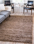 Unique Loom Solid Shag Collection Area Rug (5' 1" x 8' Rectangle, Sandy Brown)