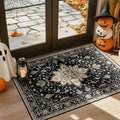 Area Rugs 3'x5' Washable Non-Slip, Floral Vintage Distress Print Pattern Medallion Carpet for Living Room Bedroom Dining Room, Black Brown Neutral Dark Tan