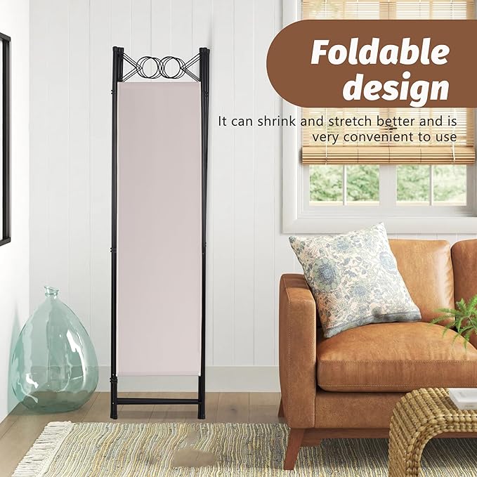 FDW 4 Panel Room Divider and Folding Portable Partition Screen, 6FT Wall Divider Screen for Dorm Bedroom Office, Sand
