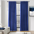 DONREN 2 Panels Royal Blue Blackout Curtain Panels for Bedroom - Thermal Insulated Solid Rod Pocket Curtains (52 x 96 Inches)