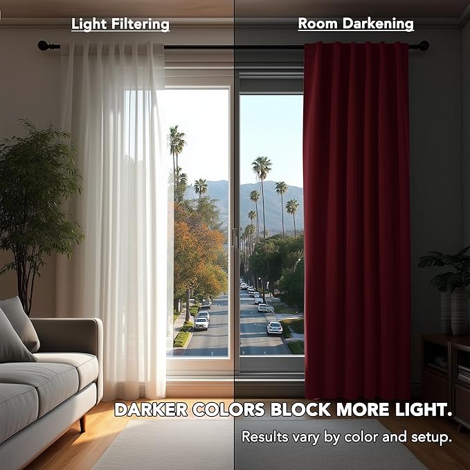 Deconovo Blackout Curtains, Thermal Insulated, W52 x L108 2 Panels, Back Tab, Machine Washable, Room-Darkening Drapes for Bedroom/Living Room Burgundy Red