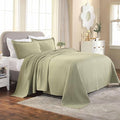 Superior 100% Cotton Basket Weave Bedspread with Shams, All-Season Premium Cotton Matelasse Jacquard Bedding, Quilted-Look Geometric Basket, Full, Sage
