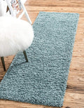 Unique Loom Solid Shag Collection Area Rug (2' 6" x 19' 8" Runner, Light Slate Blue)