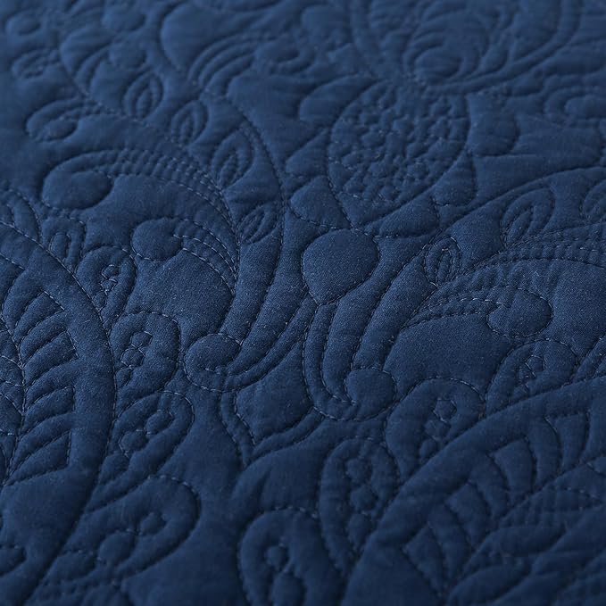 HoneiLife Quilt Sets King Size - Microfiber Bedspreads for King Bed, 3-Piece Lightweight Coverlets, Retro Bedlinen Sets, King Quilt Bedding Set All Season Use-Navy