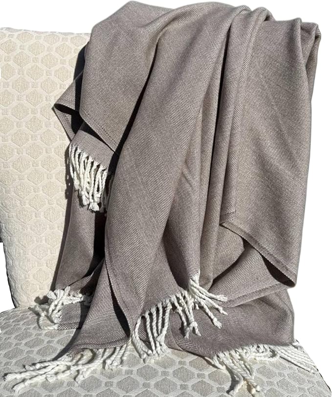 Alashan Cotton Acrylic Adirondack Herringbone Woven Throw (Otter)