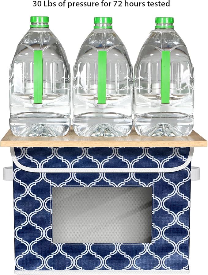 Univivi Fabric Foldable Storage Boxes [4-Pack] Large Collapsible Stackable Storage Bins with Lids, Closet Organizers and Storage Cube Basket for Home, Office, Bedroom (Blue Lantern, 17”x 12” x 12”)