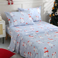 JSD Snowman Kids Sheet Set Twin Size, 3 Piece Blue Snowflakes Christmas Printed Microfiber Sheets Deep Pocket