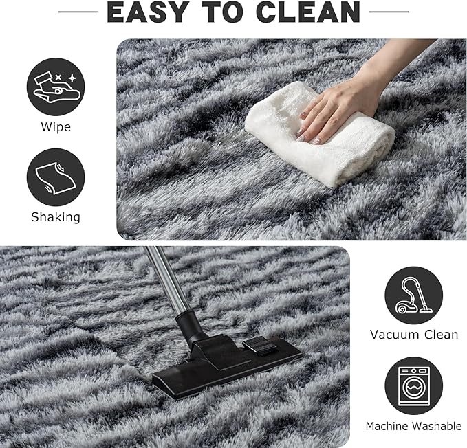 Fluffy Rugs for Bedroom Living Room, 4x6 Feet Zebra Black and White Shag Area Rug for Kids Girls Boys Dorm Nursery, Soft Non-Slip Modern Fuzzy Plush Carpet for Indoor Home Decor