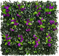 GLANT Expandable Fence Privacy Screen for Balcony Patio Outdoor,Decorative Faux Ivy Fencing Panel,Artificial Hedges (Single Sided Leaves) (4, Branches -Purple Rose)
