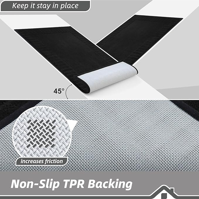 BEQHAUSE Door-Mat Non-Slip Front Doormat Low-Profile Entrance Mats for Front Door Entry Resist Dirt Washable Doormat Absorbent Entryway Door Mat,Black,36"x60"