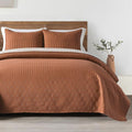 HORIMOTE HOME Burnt Orange Twin Size Quilt Set - Soft Microfiber Bedspread with 1 Sham, Lightweight & All-Season Geometric Coverlet for Cozy Bedding