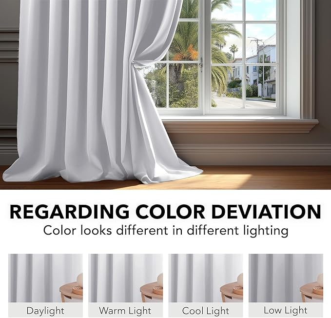 Deconovo Blackout Curtains, Thermal Insulated, W70 x L108 2 Panels, Back Tab, Machine Washable, Room-Darkening Drapes for Bedroom/Living Room Star White