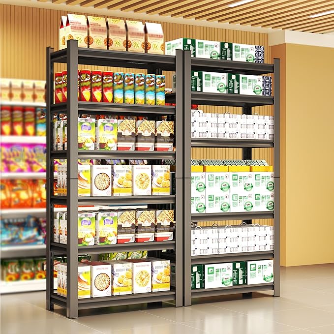 Storage Shelves, Garage Metal Shelving Unit 35"W x 18"D x 82"H, 6-Tier Adjustable, Double-Layer Column with Reinforced Ribs, Heavy-Duty, Capable of Bearing 3600 lbs for Garage, Warehouse, Kitchen