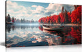 Large Wall Art for Living Room Bedroom Office Red Forest Wall Art Lake Landscape Pictures Modern Artwork Framed Canvas Prints 20x40 Inch