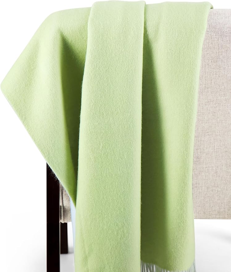 Alashan Cashmere Blend Double Faced Throw-Super Soft and Luxe Fabric- Perfect for Cozy Nights! 95% Merino Wool/5% Cashmere, 50" x 70", Great Gift Item. (Sea Glass & Blue Haze)