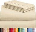 LuxClub 4 PC Queen Sheet Set, Deep Pockets Wrinkle Free Cooling Bed Sheets Hotel Bedding for Women, Men, Includes 1 Fitted Sheet, 1 Flat Sheet and 2 Pillowcases-Cream