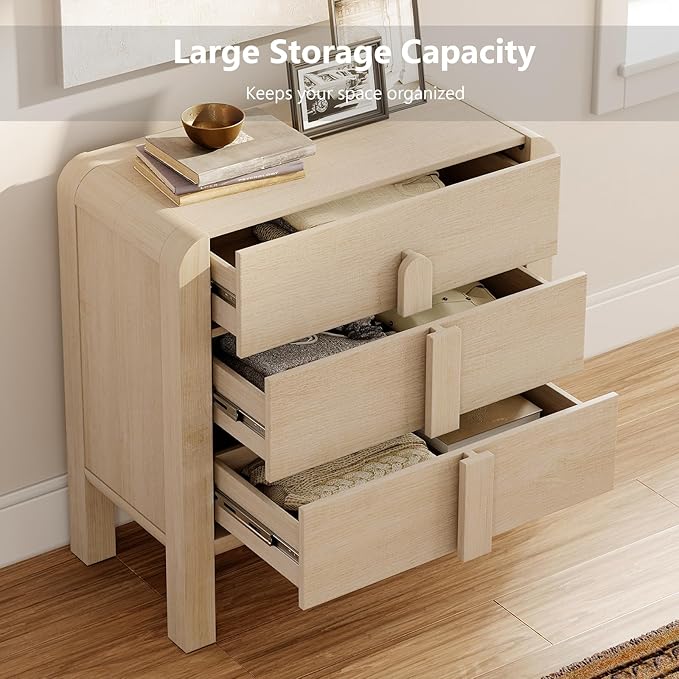 WAMPAT 6 Drawer Dresser for Bedroom, 2 in 1 63" Wide Mid Century Modern Wide Chest of Drawer, Wood Tall Nightstand with Curved Edge Handles, Closet Dresser TV Stand for Bedroom, Beige
