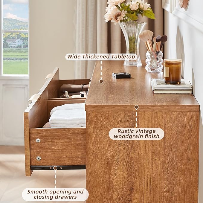 LEYAOYAO Fluted 5 Drawers Dresser Set of 2, 41" Tall Modern Chest of Drawers with Metal Handle, Curved Profile Dresser TV Stand, Wooden Drawer Organizer for Bedroom, Living Room, Hallway, Lightgrey