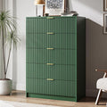 5 Drawer Dresser for Bedroom, Tall Dresser Chest of Drawers with Gold Handles, 32 Inch Wide Nightstand with for Bedroom, Living Rooms, Offices, and Entryways, Green
