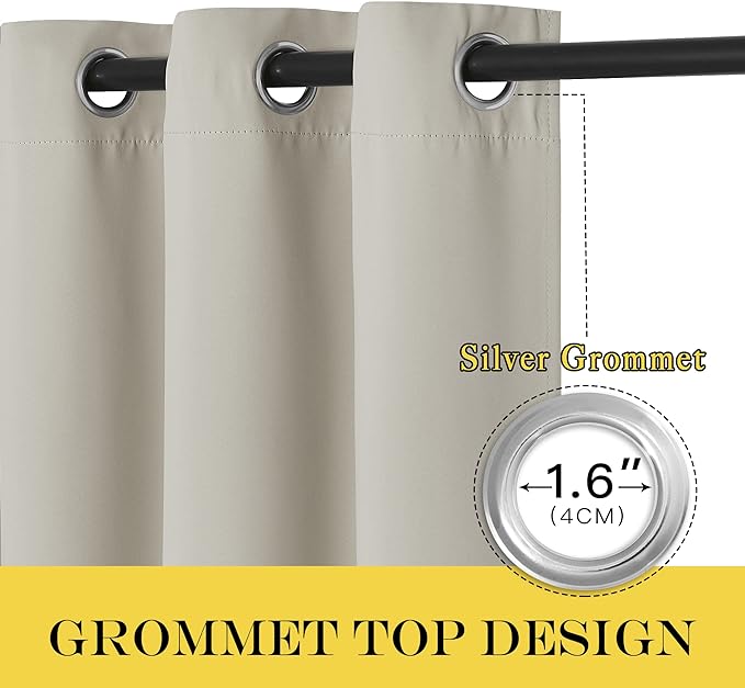 NICETOWN Extra Wide Blackout Sliding Door Curtains 95 inch Length - Grommet Insulated Curtain Light & Sound Blocking Drape for French Door/Patio Door (Natural, W100 x L95, 1 Panel)