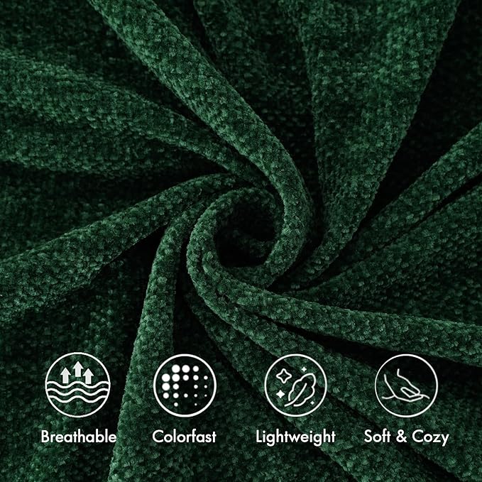 BATTILO HOME Chenille Knit Throw Blanket for Couch, Soft Cozy Christmas Green Knitted Throw Blanket with Fringe, Lightweight Blanket for Christmas Decoration, 50"x60"