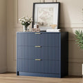 Navy Blue Dresser for Bedroom, Modern Dresser with 3 Drawers and Smooth Slides, Wide Chest of Drawers with Golden Handles for Bedroom, Living Room, Closet, 15.7" D x 31.5" W x 29.6" H
