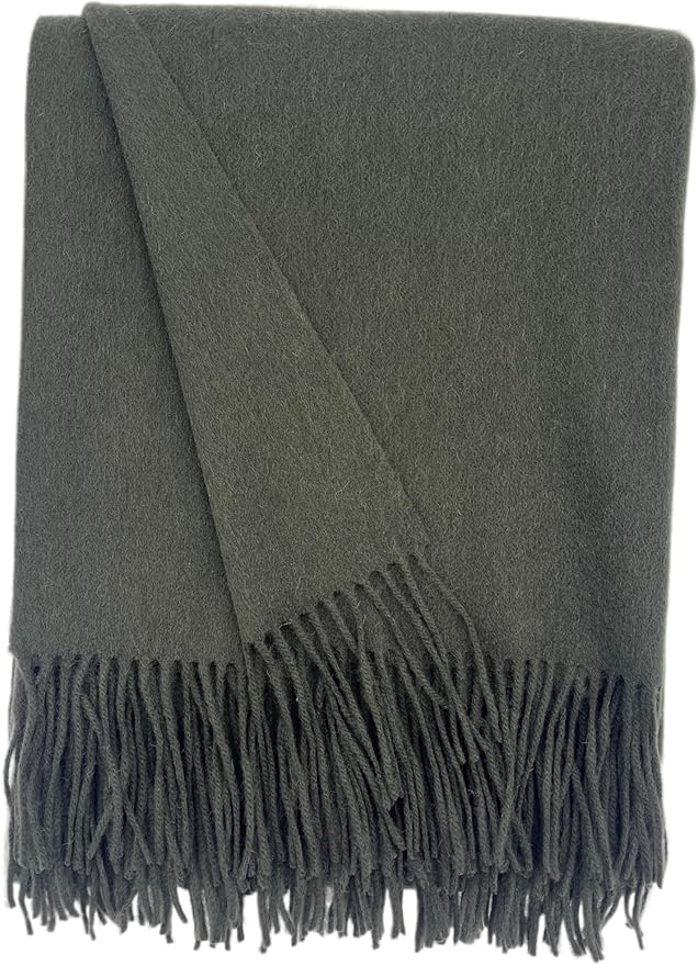 Alashan Cashmere Blend Ripple Finish Woven Throw (Olive)