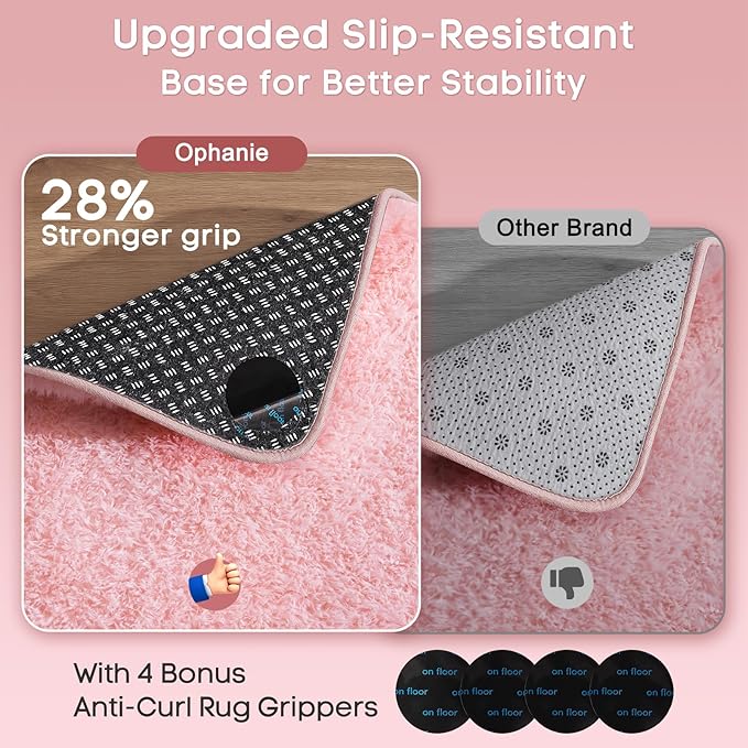 Ophanie Pink Rug for Bedroom Girls, Kids Fluffy Kawaii Fuzzy Furry Shag Area Rug, Cute Plush Soft Shaggy Bedside Indoor Floor 4x6 Carpet for Teen Nursery Dorm Home Room Decor Aesthetic