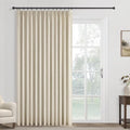 Topfinel Extral Wide Curtains, Cream Pinch Pleated 100% Blackout Linen Luxury Drapery with Hooks for Patio Sliding Door Large Window Living Room Track System, 72" Wx102 L 1 Panel