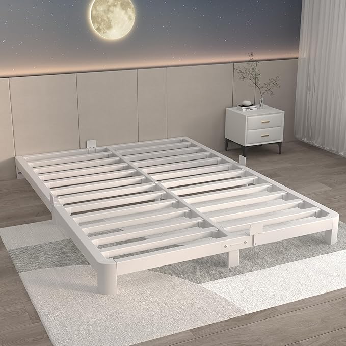 ITIMIDI 4 Inch Metal Full Size Platform Bed Frame with Metal Gaskets, Heavy Duty Steel Support 3000 LBS, No Box Spring Needed, Anti-Slip Mattress Stopper, Easy Assembly